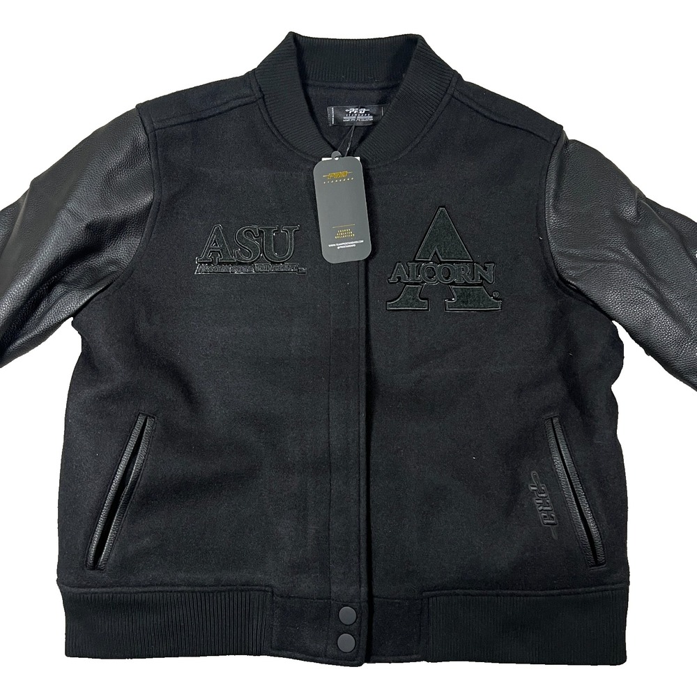 Pro Standard Womens Medium Black Alcorn State Braves Varsity Football Jacket NWT